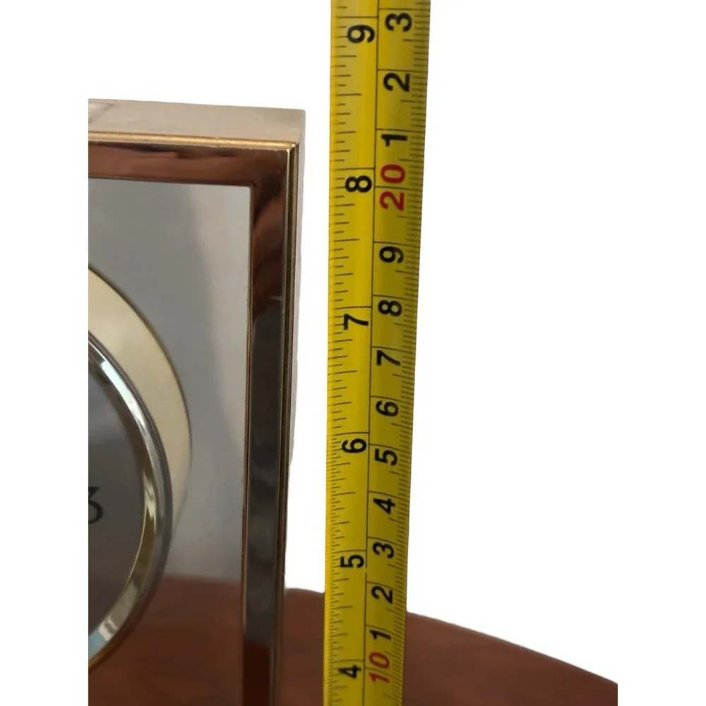 Vintage Howard Miller Clock Quartz Desk Mantle Brass Tone Glass Japan